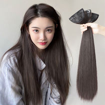 Real hair film no trace invisible hair clip self-received wig female hair fluffy natural one-piece wig patch