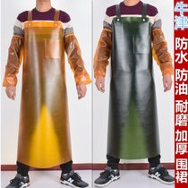 Leather apron waterproof and oil-proof soft Leather beef tendon apron men and women work work waterproof and oil-proof extended thickened stone soft
