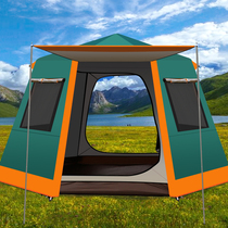 Tent outdoor 4-6 people 8-12 people thickened sunscreen anti-rainstorm automatic quick open aluminum pole family camping tent