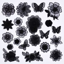 Self-adhesive black lace flower pattern Eugen gauze patch down jacket dress patch