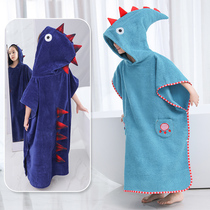 Childrens bath towel baby cloak with hat cotton absorbent household can wear special baby swimming bathrobe summer thin