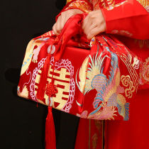 Bride festive baggage leather high-end red cloth wedding baggage leather double-layer large womens wedding dowry wedding supplies