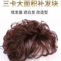 Wig female full real hair curling hair piece natural invisible fluffy no trace additional hair cover white hair short curly hair block