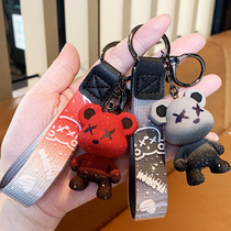 Chameleon bear keychain creative male cartoon bear car key chain female exquisite bag pendant couple