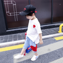 Tide Card Children Fitted Boy Short Sleeve Suit 2022 New Ocean Gas Summer Mens Baby Summer Pure Cotton Casual Summer Clothing
