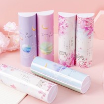 Pencil box high-value stationery box female Korean version cute cylinder stationery box multi-function large capacity Net red pen bag