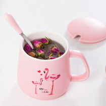 Creative ceramic cup Simple mug with lid spoon Water cup Couple coffee cup Milk breakfast cup Tea cup custom