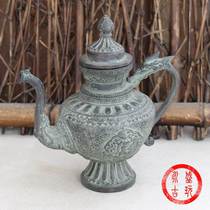 (Hui Poly) High-footed Dragon Handle Old craftsmanship Gift Cyan Scented Stove Wine Jug New Bronze Ware Collection Antique Pendulum