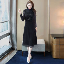 Long sleeve dress female 2021 autumn new size cover belly slim fashion with coat bottoming A- line dress
