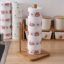 Vertical non-perforated kitchen paper towel rack Bamboo and wood paper wipe hand with handrail Paper towel rack Floor nail-free without trace