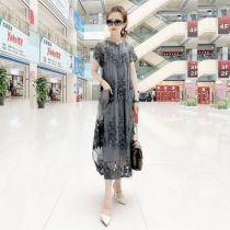 Heavy industry embroidered dress two-piece set summer 2021 new large size loose cover meat Foreign style high-end womens skirt