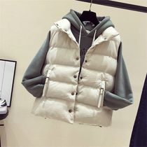 Vest vests two-piece suit autumn and winter short Korean students loose padded vest cotton coat women's college