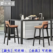 Nordic solid wood bar chair simple modern Chinese light luxury custom chair bar stool bar chair home Island desk front desk