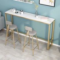 Nordic rock slab marble household simple table and chair balcony against the wall long bar table bar milk tea shop high table