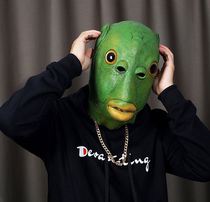 Fish head monster mask Green head monster sand sculpture Green head fish head set shaking sonic boom green ugly fish preferred latex funny section