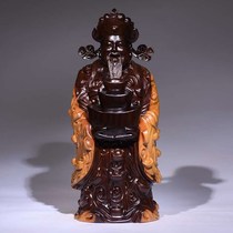 Black sandalwood carving God of Wealth root carving ornaments tree roots God of wealth crafts home decoration opening gifts