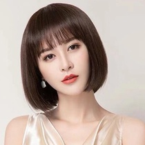 Wig female short hair real hair wave head buckle round face wig set female natural lifelike whole long straight hair full head cover