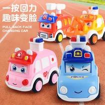 Hot-selling pressing fun car cartoon childrens toy car explosion little boy duck inertial car