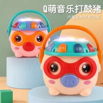 New childrens cute pig music animal drumming baby early education hand beat drum toy beat music drum Net Red