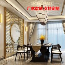 Light luxury modern hollow flower grid new Chinese rockery metal grille partition engineering custom stainless steel screen partition