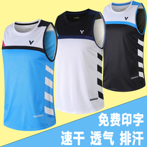  New victory sleeveless badminton suit mens quick-drying vest competition top running t-shirt shorts womens volleyball suit