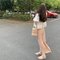 Single Summer New Korean version ins Supper Fairy Student Doll Shirt High Waist Loose Broadlegged Pants Two sets