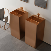 Deya rose gold pillar basin courtyard square 304 stainless steel wash basin hotel one-in-one floor-standing washbasin