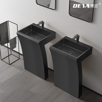 Deya Nordic stainless steel column basin black column washbasin integrated floor-standing balcony wash basin