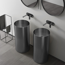 Gun gray stainless steel balcony wash basin courtyard column Basin Integrated floor standing toilet column washbasin