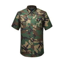 Army shirt mens short sleeve summer thin tactical short top lapel breathable outdoor plaid cloth wear-resistant tooling shirt