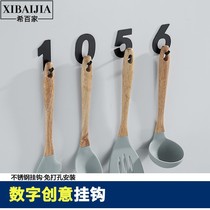 Entrance door Xuanguan Digital sticky hook clothes hook free from punching towel black toilet creative hanging clothes hook hanging key