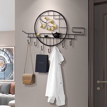 Free-to-punch clothes key containing hooks into door rear Xuanguan Chinese style wall hanging clothes hat wall creative shelf