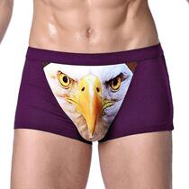 Wolf head mens underwear middle waist funny domineering boxer underwear eagle pattern 3D printing trousers soft and comfortable tide