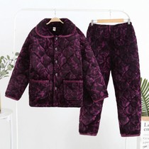 Winter middle aged nip cotton pyjamas ladies home clothes Mama style Thickened Flannel Flannel Suede Lady Suit