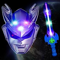 Ultraman mask new luminous sword set Sun Wukong Iron Man Spider-man childrens cartoon boys and girls toys