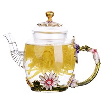 Factory direct creative hand-painted kung fu teapot heat-resistant glass single pot enamel tea kettle