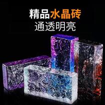 Ultra-white double-sided ice crystal solid glass brick hot-melt transparent crystal brick partition wall bathroom square custom brick
