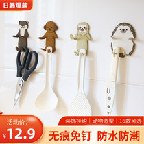 Hook Sticker Cute Animal Day Style Wind Load Bearing Self-Adhesive Hook Door Free To Punch Kitchen Bathroom Without Mark Hook