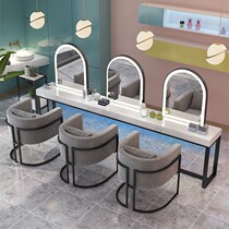 Simple Net Red Barber shop mirror table Beauty Hair salon mirror Studio Beauty makeup single double-sided ironing with lamp hanging wall mirror