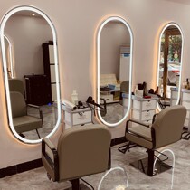 New Net Red Barber shop mirror tide beauty salon special with light luminous hair cutting mirror hanging wall