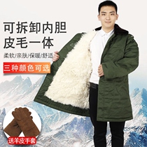 Winter sheepskin coat men's fur one coat army cotton coat long northeast sheepskin coat padded cold clothing