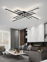 Living room lamp ceiling lamp 2021 new simple modern atmosphere 6 black horizontal bar Nordic light luxury lamps