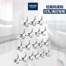 High Instrument Hanging Clothes Hook Stainless Steel Clothes Hook Free of perforated Living room Hook Wall-mounted Wall Golden Cloister Hook-off