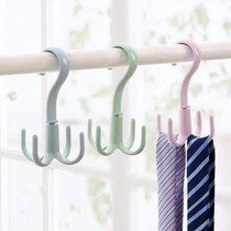 Shelf hanging bag neckline rack multi-function Four-claw storage hook coat perforated household wardrobe-free adhesive hook scarf rotating