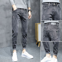 Jeans men nine points slim small feet 2021 summer thin new fashion brand leisure trend Joker spring and autumn pants