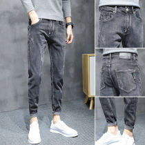 Jeans men nine points slim small feet 2021 summer thin new fashion brand leisure trend Joker spring and autumn pants