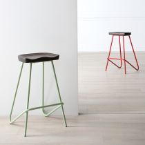 American Retro Industrial Wind Iron Art Front Office Bar Chair Personality Fashion Simple Solid Wood Cafe Casual High Foot Bar Stool