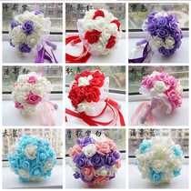 Wedding Holdings Flower Wedding Korean Bride Blend Simulation Rose Stick Flower Wedding Wedding Wedding Wedding Wedding Hand Throwing Flower Ball