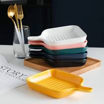 ins Nordic creative irregular tableware Household color glaze ceramic plate Single handle Western food plate Breakfast plate vegetable plate