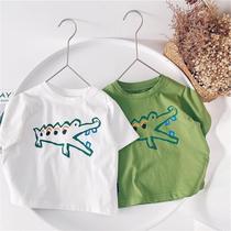 New boy short sleeve T-shirt Summer half sleeves Child Han version Ocean Air Compassionate China Children Cartoon 100 Hitch Blouse Tide 1